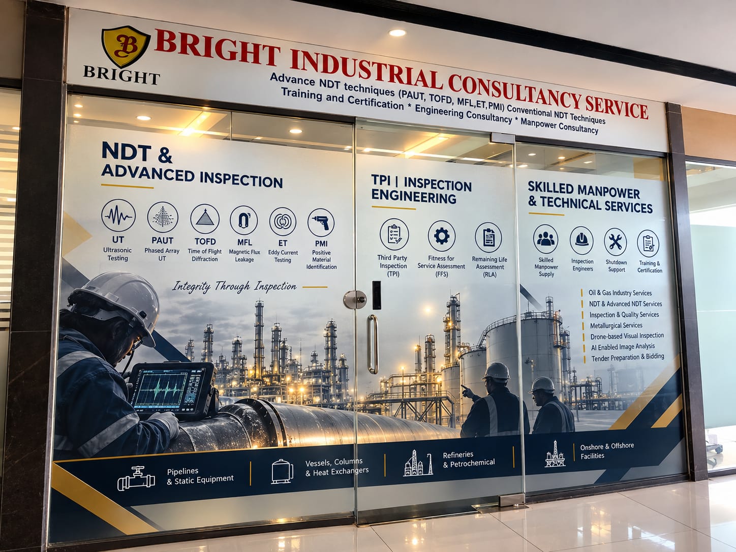 Bright Industrial Consultancy Service office entrance at HNGC Icon City, Surathkal, Mangaluru
